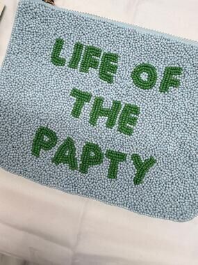 Title Life of the Party Light Blue Wallet – Zip Pouch – Card Slots – New
